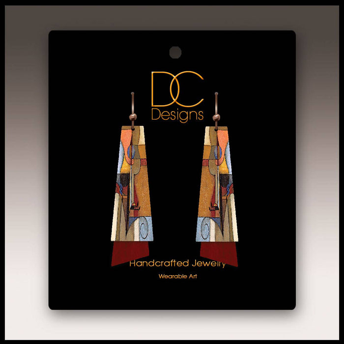 Illustrated Light & DC Designs - Guitar Fine Art Flutter Multilayer Earrings