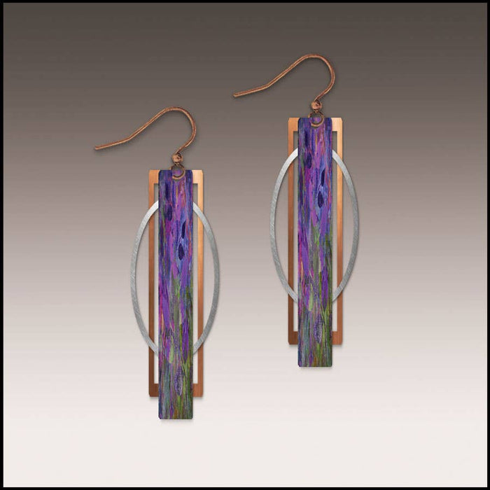 Illustrated Light & DC Designs - Purple Geometric Multilayer Metal Accent Handmade Earrings
