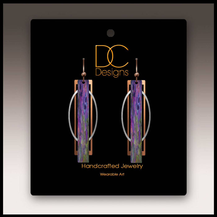 Illustrated Light & DC Designs - Purple Geometric Multilayer Metal Accent Handmade Earrings