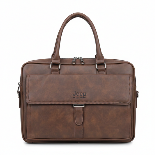 Brown Jeep Leather Handbag Briefcase