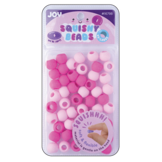 Joy Round Squishy Hair Beads XX-Large, 50 Count, Pink Mix