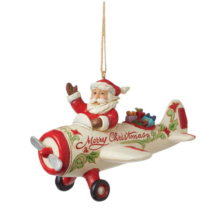 JS Santa in Airplane Ornament