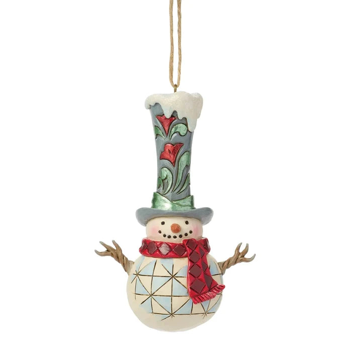 JS Snowman with Tall Top Hat Ornament