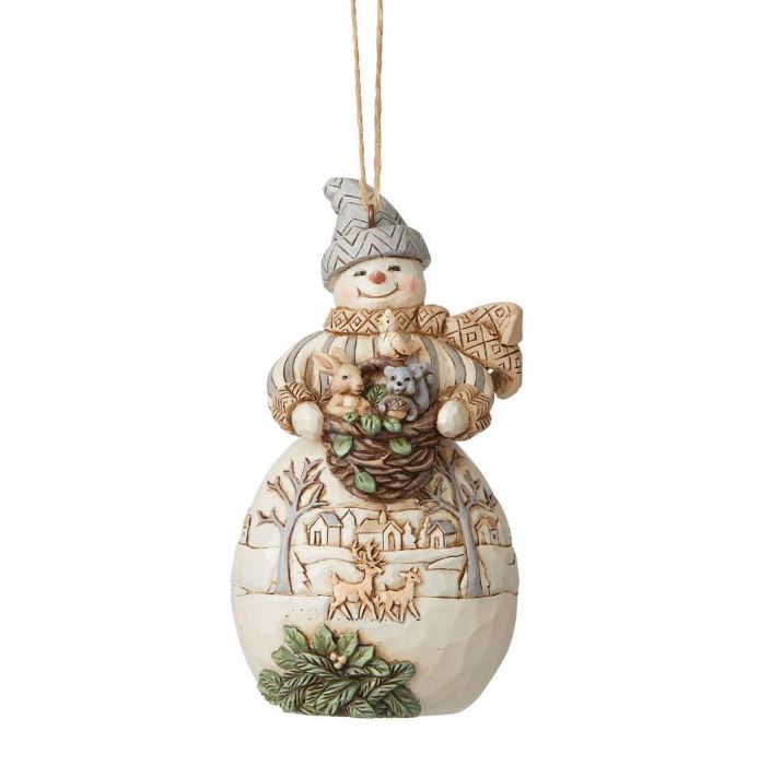 JS Woodland Snowman Basket Ornament