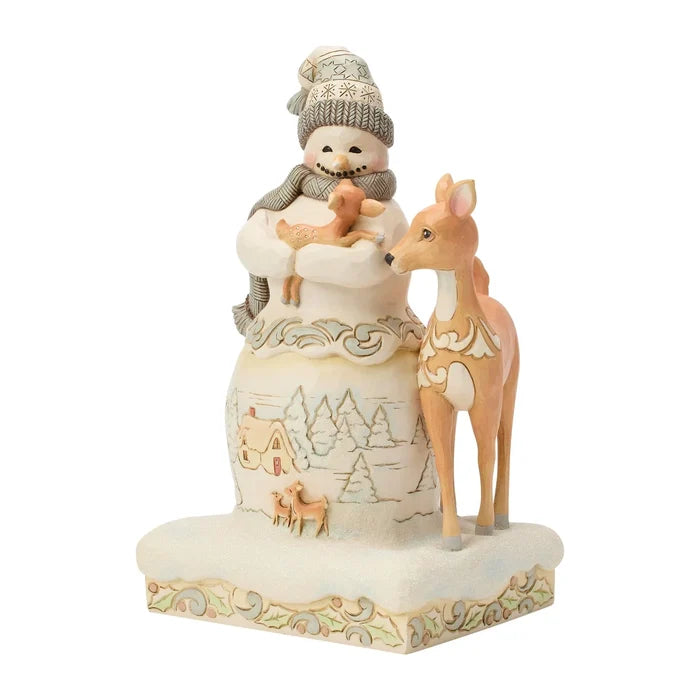JS Woodland Snowman Holding Fawn
