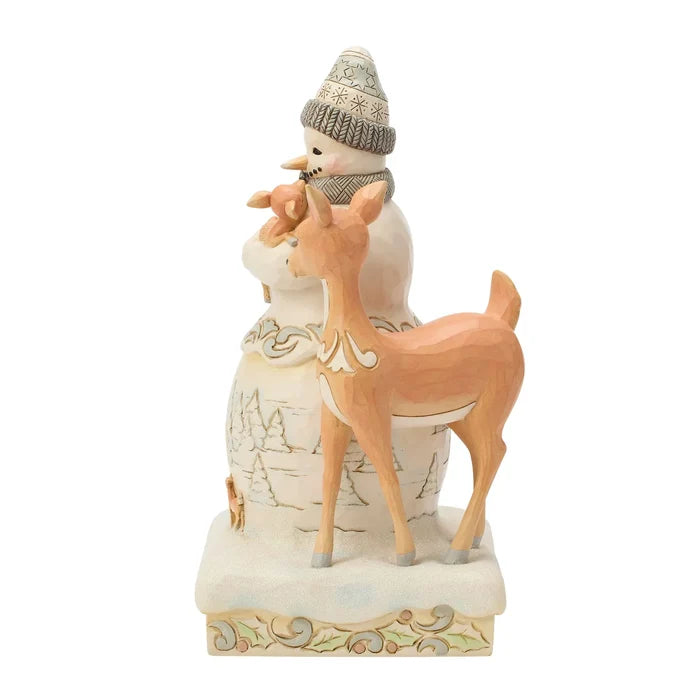 JS Woodland Snowman Holding Fawn