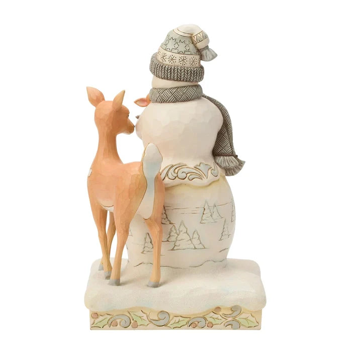 JS Woodland Snowman Holding Fawn
