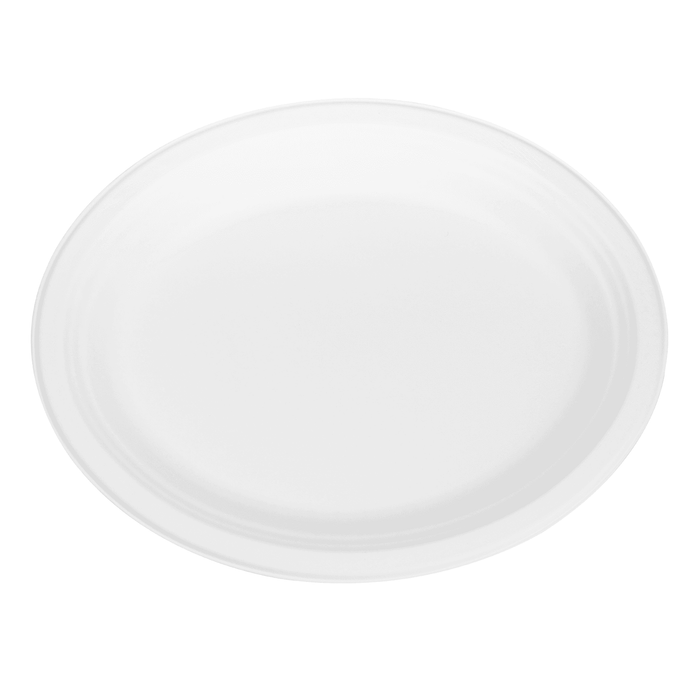 Karat Earth 12.5 x 10 Fiber Plate Oval | White | PFAS-Free