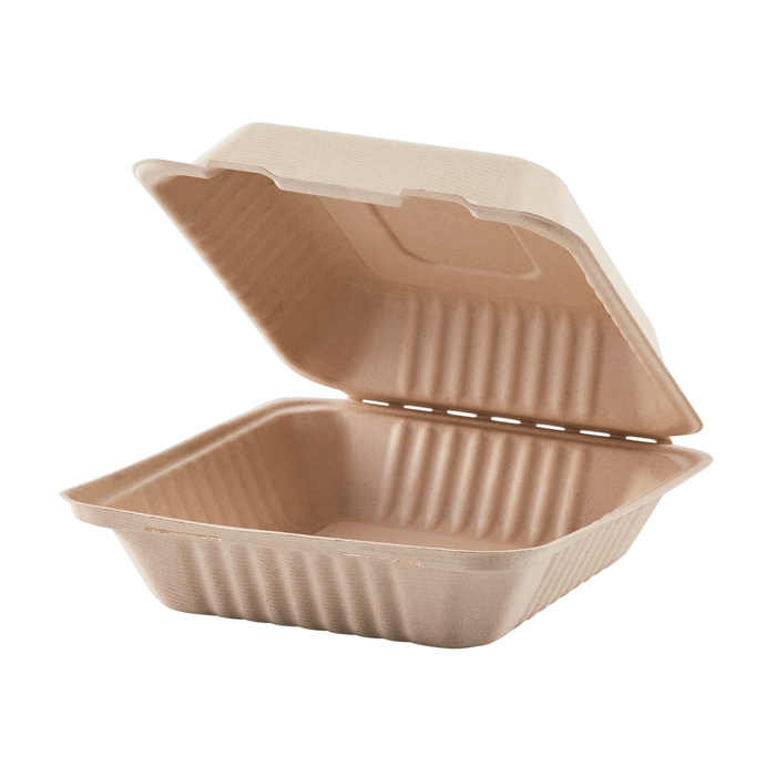 Karat Earth 9 x 9 Fiber Hinged Container | White | PFAS-Free