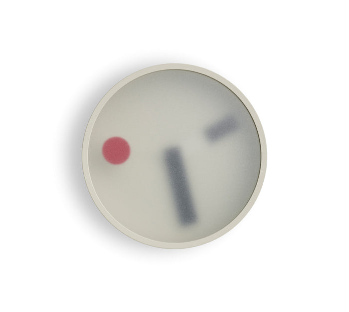 Front view of Gray Kehai Clock by Koizumi Studio against white background.