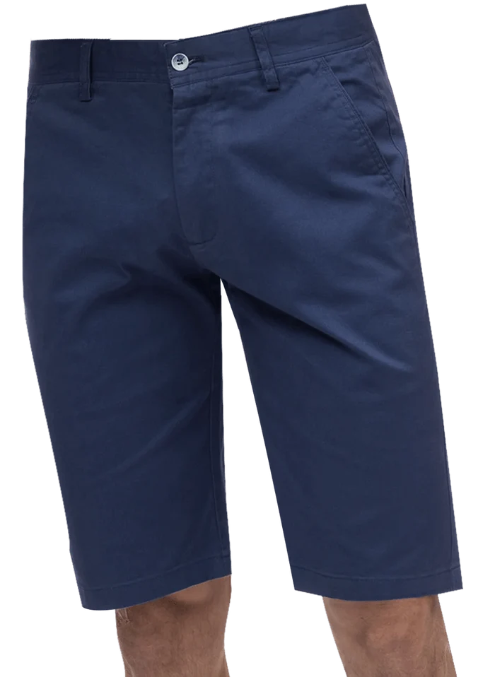 Kent Park PANTS Kent & Park Mens Solid Midnight Blue Classic Fit Flat Front Shorts