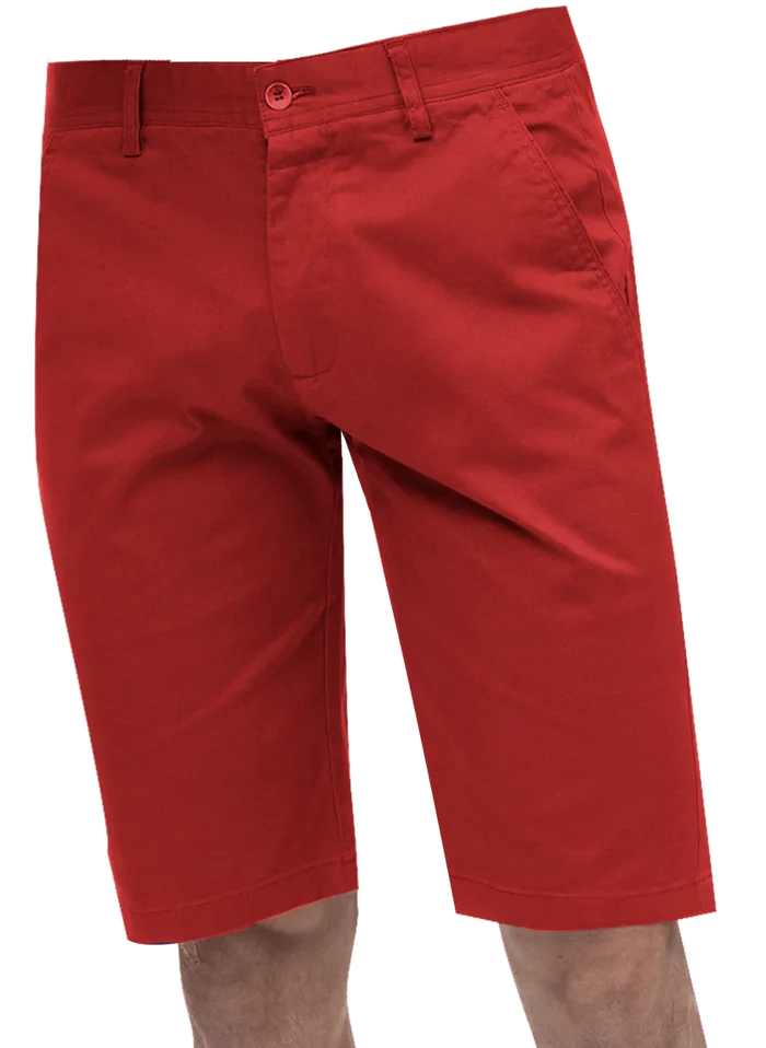 Kent Park PANTS Kent & Park Mens Solid Red Classic Fit Flat Front Shorts