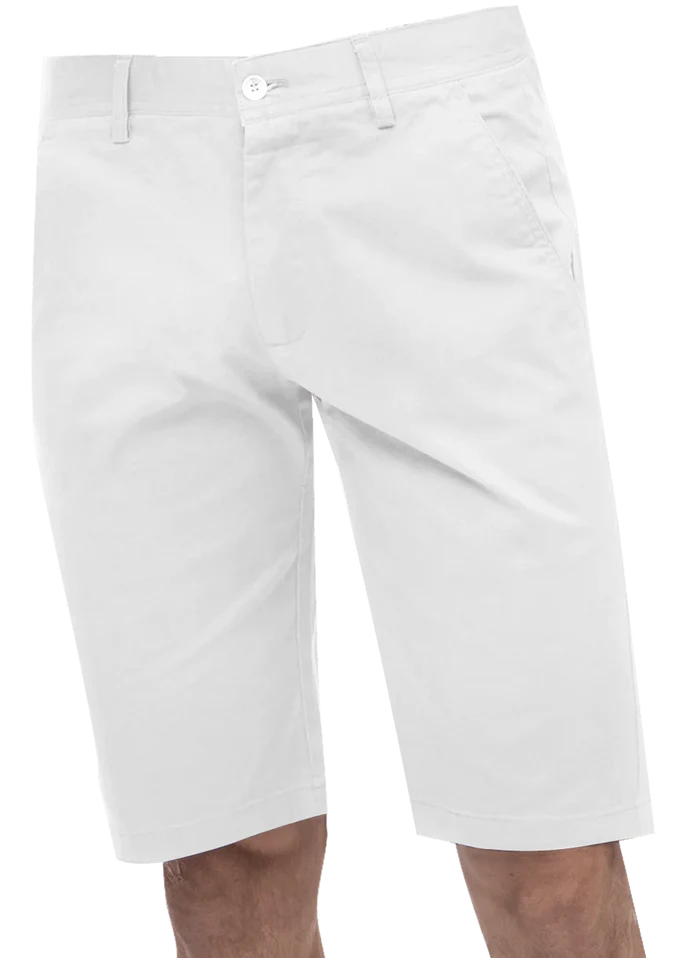 Kent Park PANTS Kent & Park Mens Solid White Classic Fit Flat Front Shorts