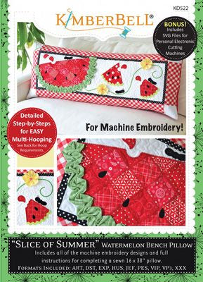 CD Slice of Summer Watermelon - Bench Pillow (Machine Embroidery) # KD522