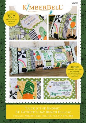 Luck O The Gnome Bench Pillow Machine Embroidery CD # KD587
