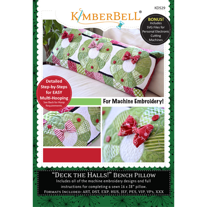 CD Deck the Halls - Bench Pillow (for Machine Embroidery) # KD529