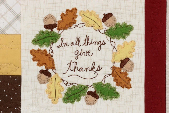 Kimberbell In All Things Give Thanks Pillow - Fabric Kit with Embellishments