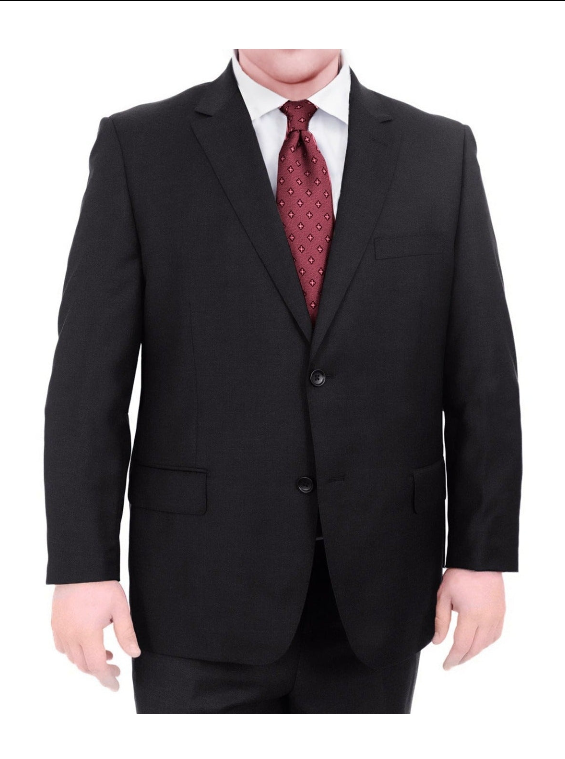 Label M Mens Solid Black Regular Fit 100% Wool 2 Button Blazer Sportcoat
