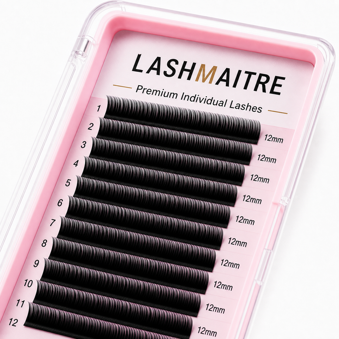 LASHMAITRE Premium Special Curl Individual Lash Extensions 45 degree curl and fiber detail