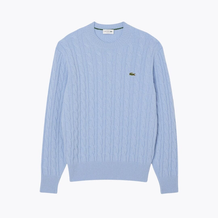 LC Cable Knit Carded Wool Crew Neck Sweater