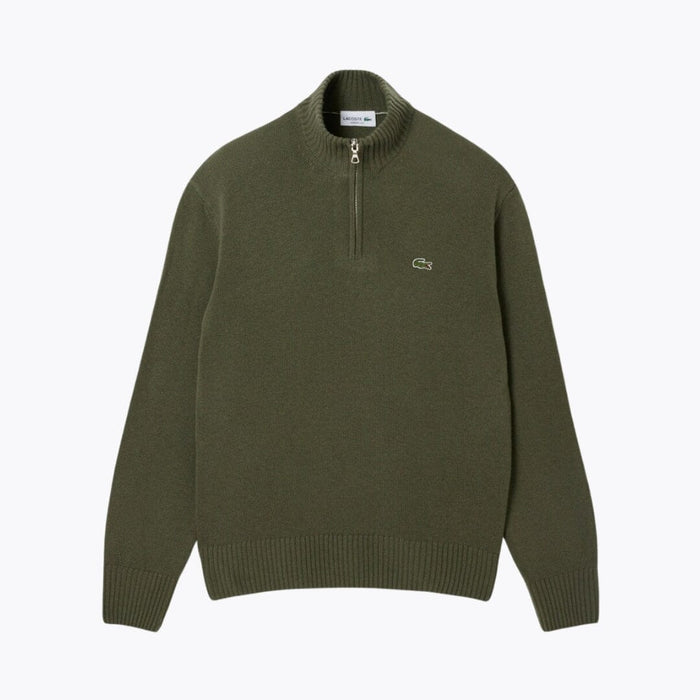 LC Zipped High Neck Carded Wool Sweater
