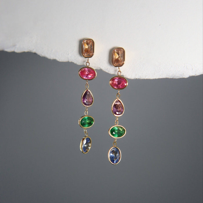 Leilani Dangle Earrings | Multicolor Zircon Earrings