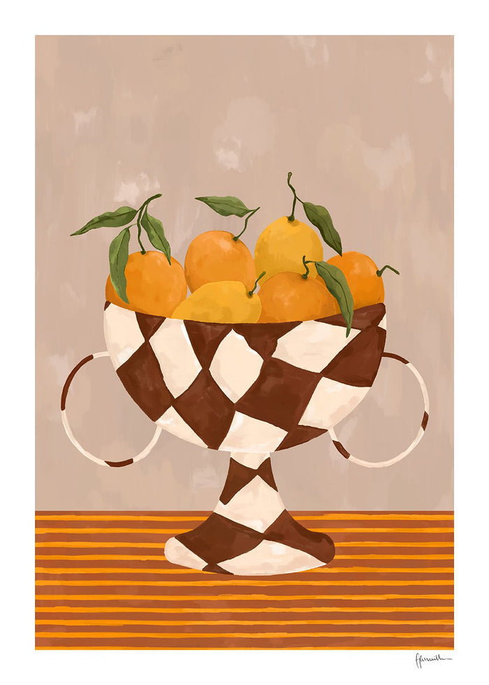 Lemons & Oranges in Checkered Vase by Frankie Penwill