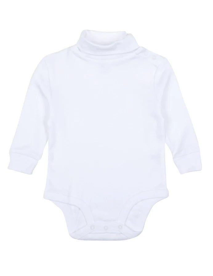 Leveret Cotton Turtleneck Bodysuit-White