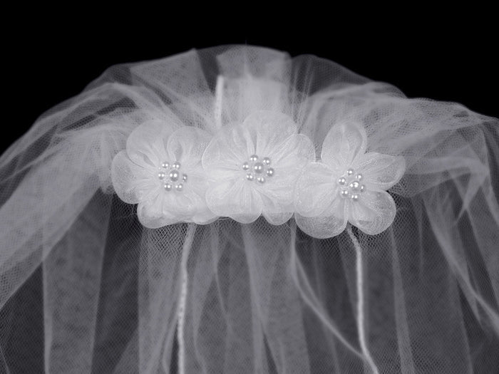 Lito Veil on Comb with Flowers T-47