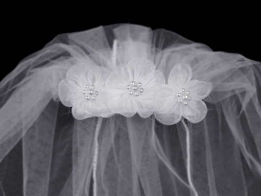 Lito Veil on Comb with Flowers T-47