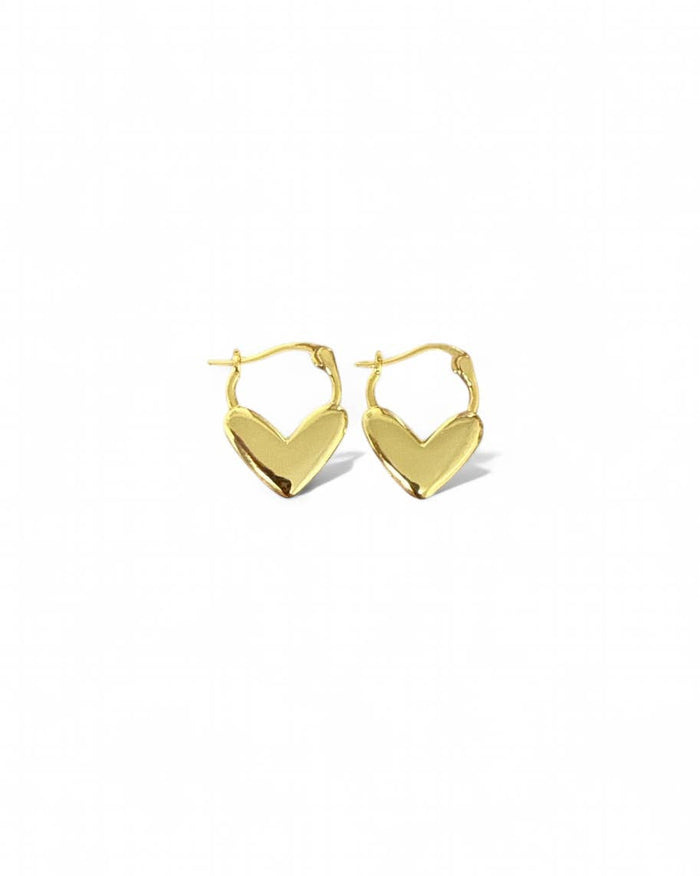 Lover Heart Gold Filled Hoops Earrings
