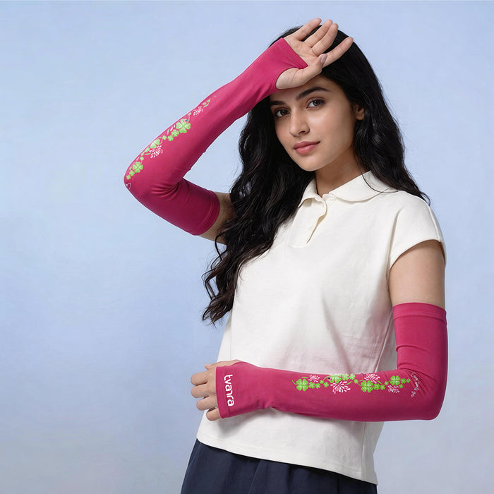 Lucky Charm Arm Sleeves for Women - Dark Pink