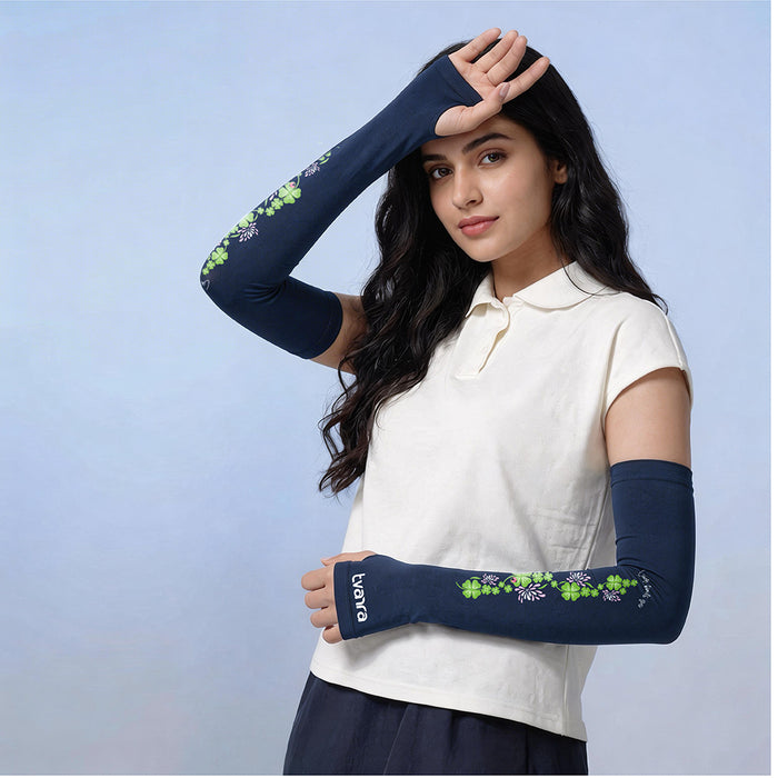 Lucky Charm Arm Sleeves for Women - Navy Blue