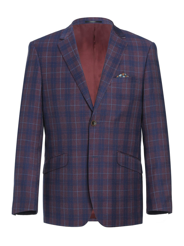 Men's 2 Buttons Slim Fit Blazer Premium Plaid Sport Coat - The Suit Depot