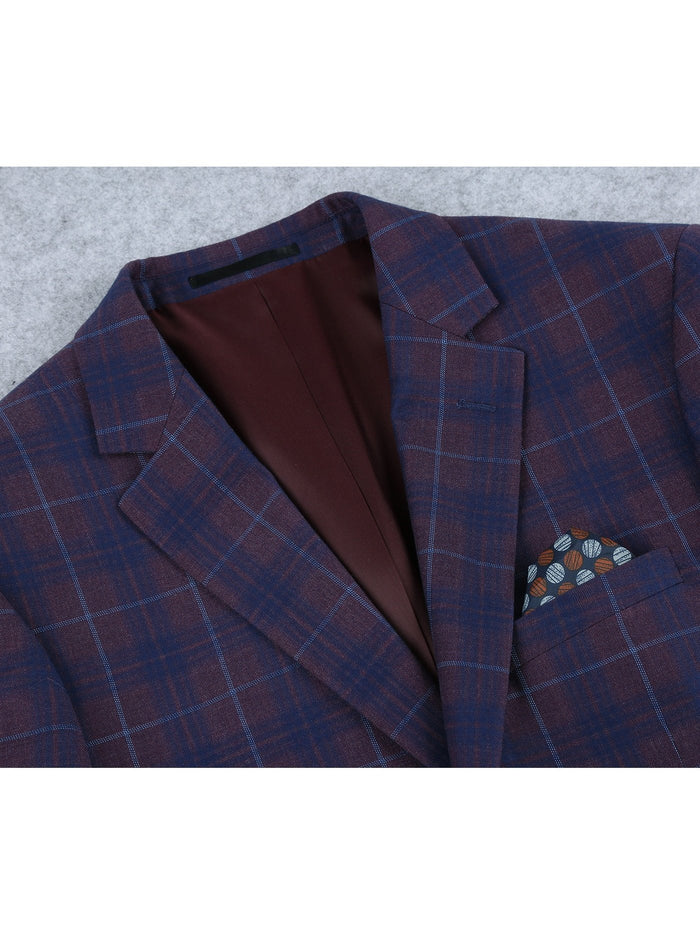 Men's 2 Buttons Slim Fit Blazer Premium Plaid Sport Coat - The Suit Depot