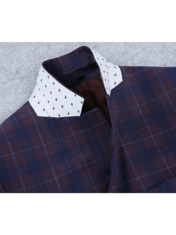 Men's 2 Buttons Slim Fit Blazer Premium Plaid Sport Coat - The Suit Depot