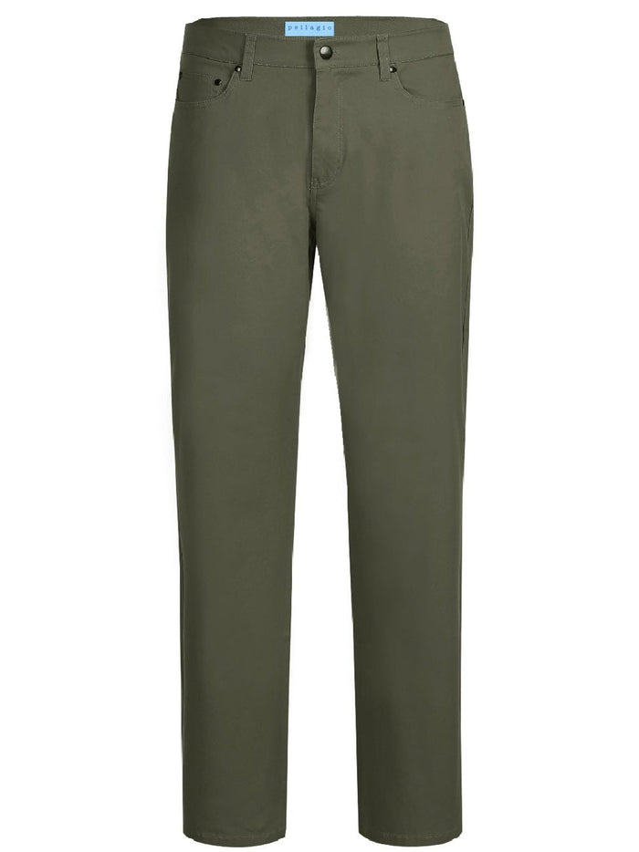 Men's 5-Pocket Cotton Stretch Washed Flat Front Chino Pants - The Suit Depot