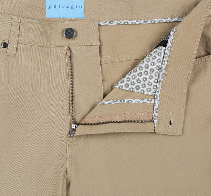 Men's 5-Pocket Cotton Stretch Washed Flat Front Chino Pants