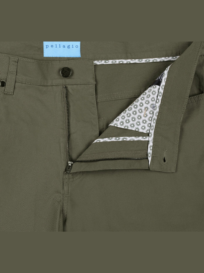 Men's 5-Pocket Cotton Stretch Washed Flat Front Chino Pants - The Suit Depot