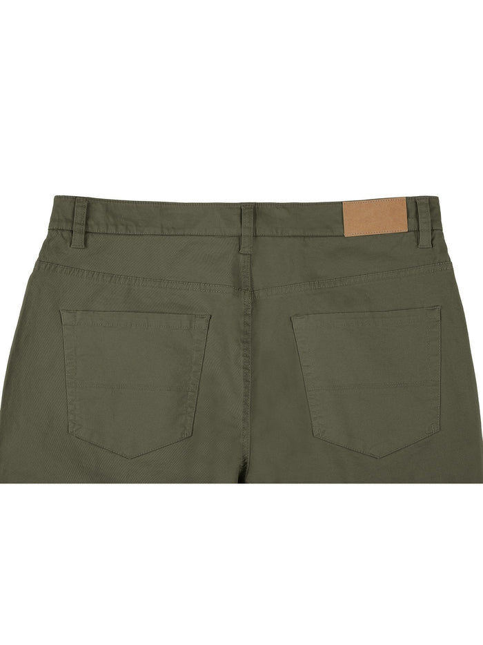 Men's 5-Pocket Cotton Stretch Washed Flat Front Chino Pants - The Suit Depot