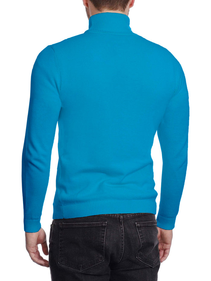 Arthur Black Men's Caribbean Blue Pullover Cotton Blend Turtleneck Sweater Shirt - The Suit Depot