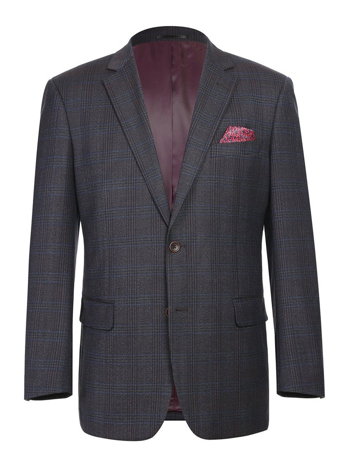 Men's Classic Fit Plaid Blazer Wool Blend Sport Coat