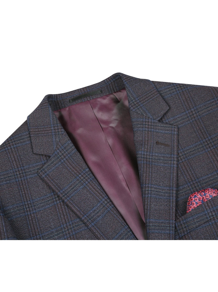 Men's Classic Fit Plaid Blazer Wool Blend Sport Coat