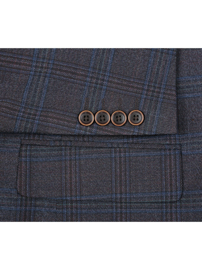 Men's Classic Fit Plaid Blazer Wool Blend Sport Coat
