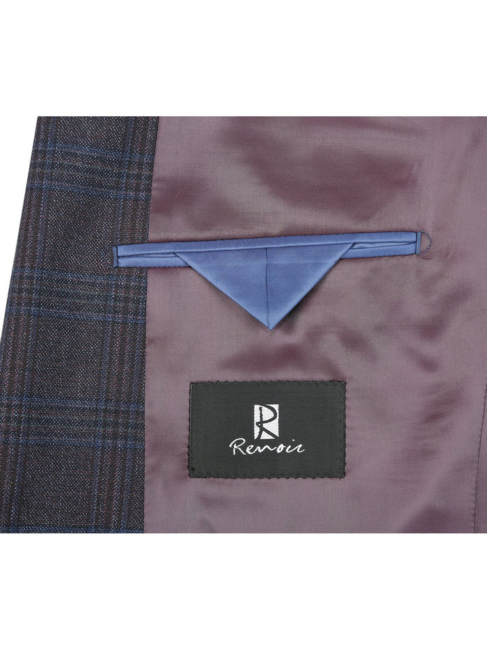 Men's Classic Fit Plaid Blazer Wool Blend Sport Coat