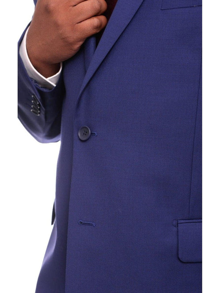 Label M BLAZERS Mens Classic Fit Solid Royal Blue Two Button Wool Blazer Sportcoat