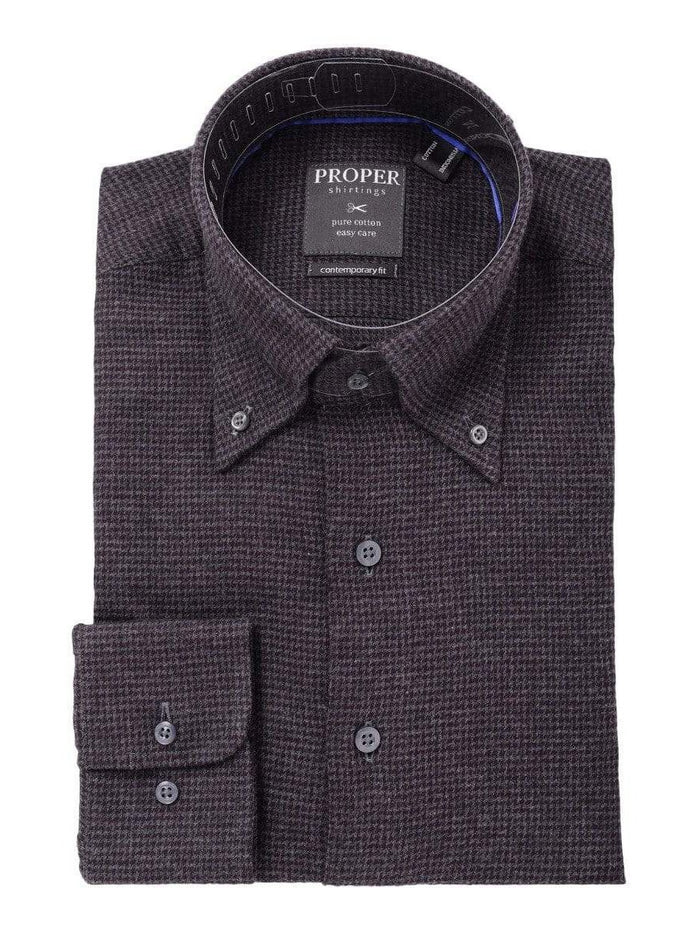 Proper Shirtings SHIRTS XLT / 34/35 The Suit Depot Mens Cotton Purple Herringbone Modern Fit Flannel Dress Shirt