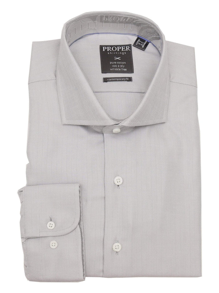 Brand P & S SHIRTS Mens Cotton Solid Gray Slim Fit Spread Collar Wrinkle Free Dress Shirt
