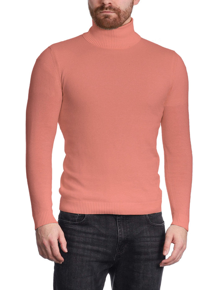 Arthur Black Men's Dusty Rose Pullover Cotton Blend Turtleneck Sweater Shirt - The Suit Depot
