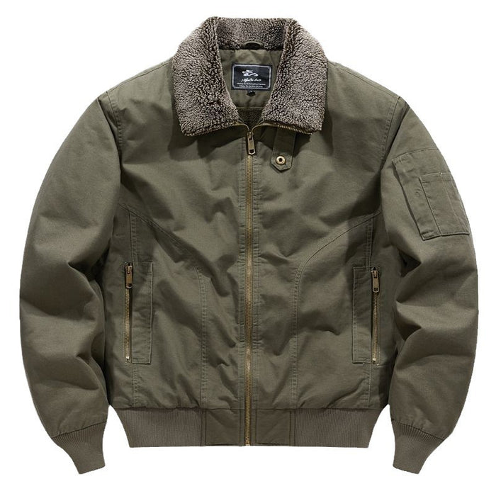 Men's Fleece-Lined Winter Coat - Cotton Jacket Plus Size